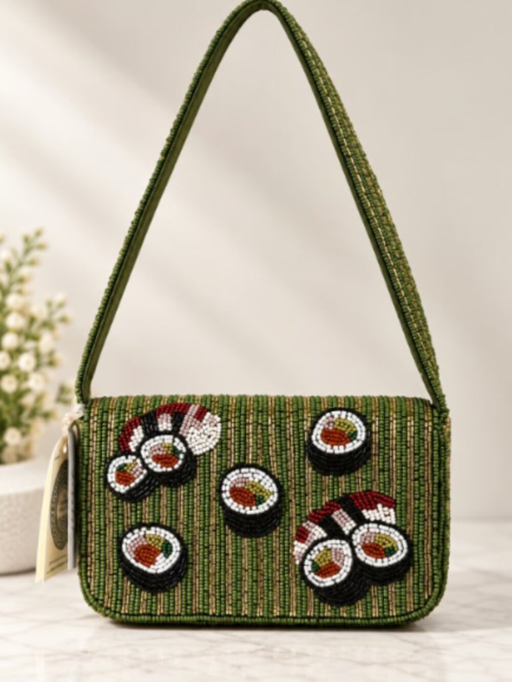NWT Green Beaded Sushi Bag - Viral TikTok Novelty Purse